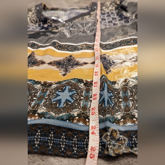 Betty Barclay paisley with sequin collar top XL - Picture 3 of 5